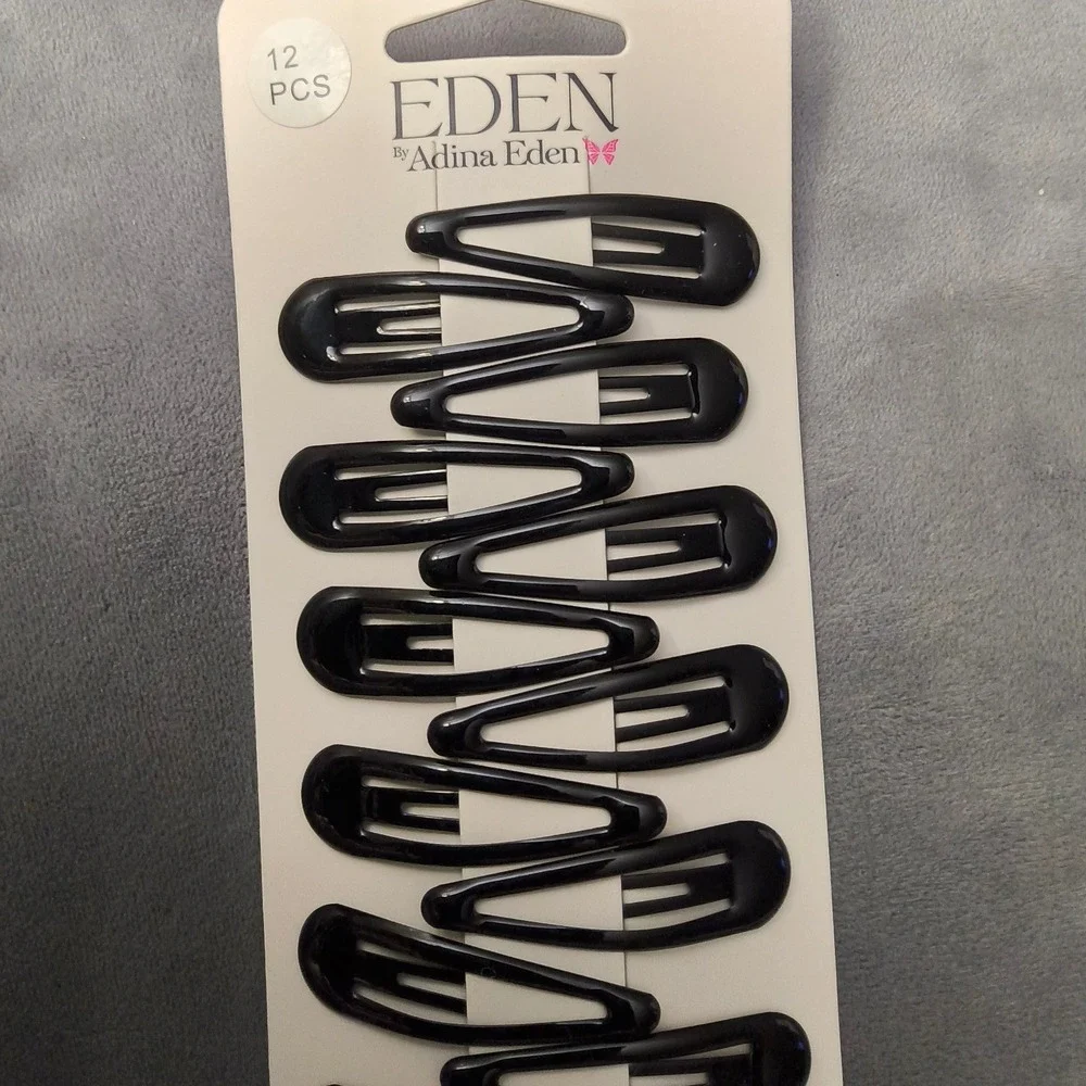 Eden by Adina Eden 12 Black Metal Snap Hair Clips